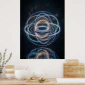 Neon Orbital Rings Abstract Space Poster (Küche)