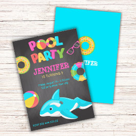 NEON ORCA INFLATABLE POOL PARTY EINLADUNG