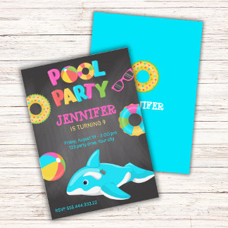 NEON ORCA INFLATABLE POOL PARTY EINLADUNG