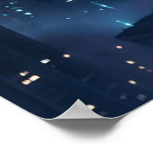Neon Owl Midnight Skyline Poster (Ecke)