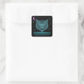 Neon Owl Synthwave - Retro Nachtwächter Quadratischer Aufkleber (Tasche)