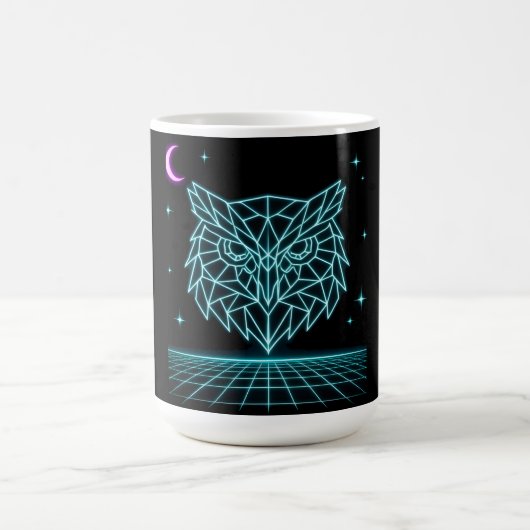Neon Owl Synthwave - Retro Night Watcher Kaffeetasse (Mittel)