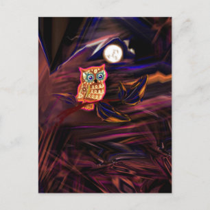 Neon Owl Thunderstorm Flash Fantasia Postkarte