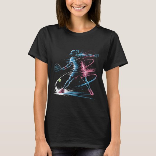 Neon Padel Player T-Shirt, Retro 80s Padel Tennis T-Shirt (Vorderseite)
