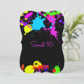 Neon Paint, 16 . Geburtstag, Bat Mitzvah Einladung (Stehend Vorderseite)