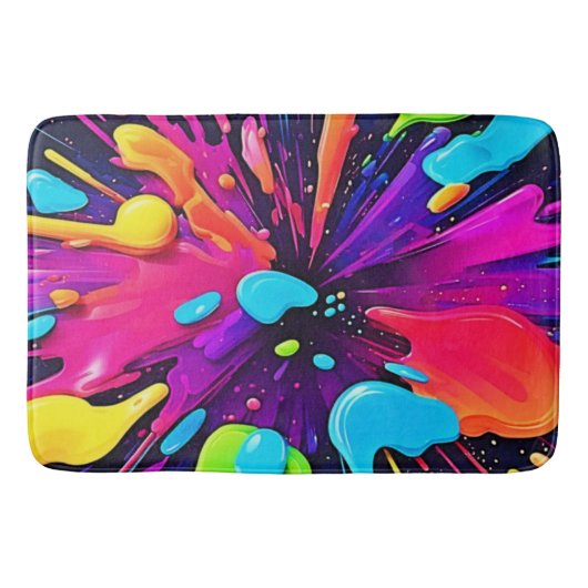 Neon Paint Burst Art Badematte (Vorderseite)