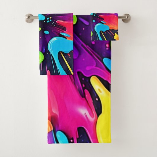 Neon Paint Burst Art Badhandtuch Set (Insitu)
