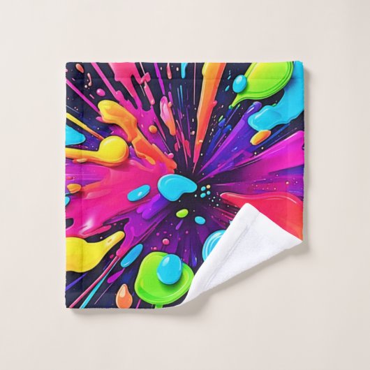 Neon Paint Burst Art Badhandtuch Set (Waschlappen)