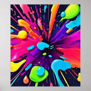 Neon Paint Burst Art Poster