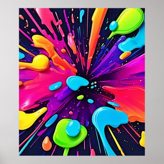 Neon Paint Burst Art Poster (Vorne)