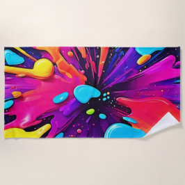 Neon Paint Burst Art Strandtuch
