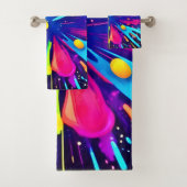 Neon Paint Explosion auf dunkler Leinwand Badhandtuch Set (Insitu)