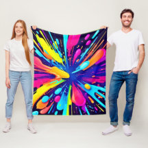 Neon Paint Explosion auf dunkler Leinwand