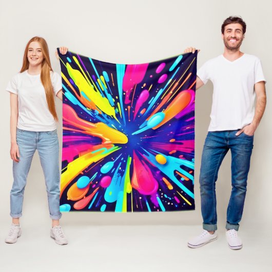 Neon Paint Explosion auf dunkler Leinwand Fleecedecke (Beispiel)