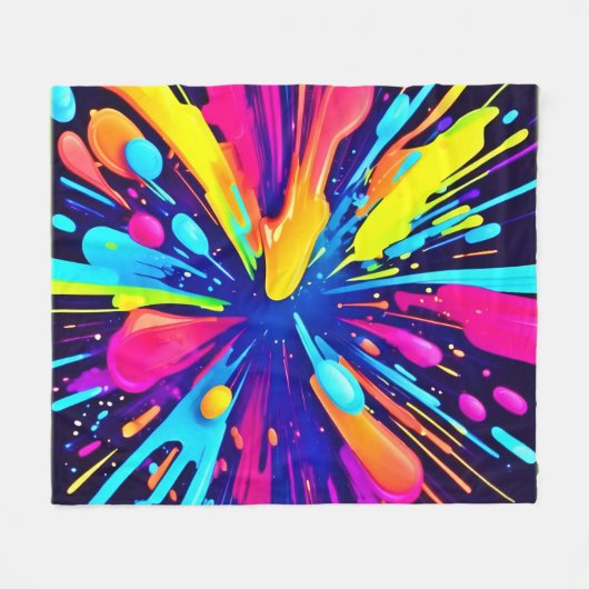Neon Paint Explosion auf dunkler Leinwand Fleecedecke (Vorderseite (Horizontal))