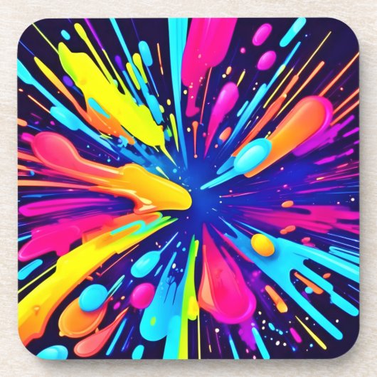 Neon Paint Explosion auf dunkler Leinwand Getränkeuntersetzer (Vorderseite)