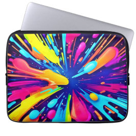Neon Paint Explosion auf dunkler Leinwand Laptopschutzhülle