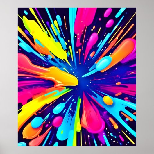 Neon Paint Explosion auf dunkler Leinwand Poster (Vorne)