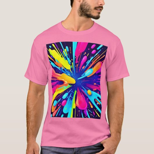 Neon Paint Explosion auf dunkler Leinwand T-Shirt (Vorderseite)
