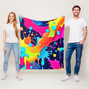 Neon Paint Explosion Fleecedecke
