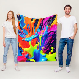 Neon Paint Fluid Explosion Fleecedecke