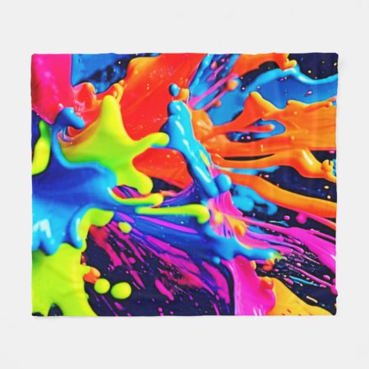 Neon Paint Fluid Explosion Fleecedecke (Vorderseite (Horizontal))