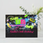 Neon Paint Glow Party Einladung der 80er Jahre (Stehend Vorderseite)