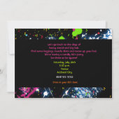 Neon Paint Glow Party Einladung der 80er Jahre (Rückseite)