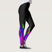 Neon Paint Splash Blau Rosa Grün und Schwarz Leggings (Rechts)