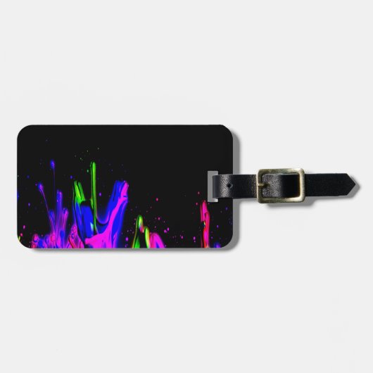 Neon Paint Splash farbig. Personalisiere es Gepäckanhänger (Vorderseite horizontal)