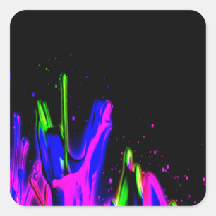 Neon Paint Splash farbig. Personalisiere es Quadratischer Aufkleber