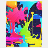 Neon Paint Splash Tropfen Chaos Fleecedecke (Vorderseite)
