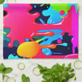 Neon Paint Splash Tropfen Chaos Geschirrtuch (Gefaltet)