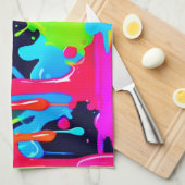 Neon Paint Splash Tropfen Chaos Geschirrtuch (Viertel Falte)