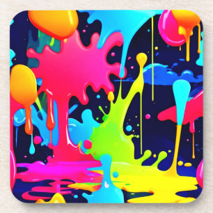 Neon Paint Splash Tropfen Chaos Getränkeuntersetzer