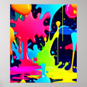 Neon Paint Splash Tropfen Chaos Poster (Vorne)