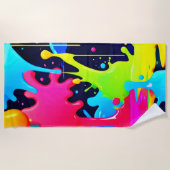 Neon Paint Splash Tropfen Chaos Strandtuch (Vorderseite)