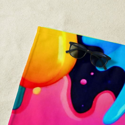 Neon Paint Splash Tropfen Chaos Strandtuch (Beispiel)