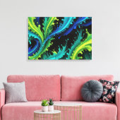 Neon Paint Splashes auf schwarz Leinwanddruck (Insitu (Wohnzimmer))