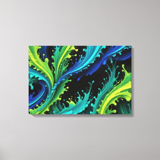 Neon Paint Splashes auf schwarz Leinwanddruck (Vorderseite)