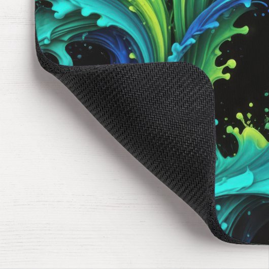 Neon Paint Splashes auf schwarz Mousepad (Ecke)