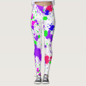 Neon Paint Splatter Purple Green Fuchsia Leggings (Vorderseite)