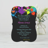 Neon Paint Spritzer, 16 . Geburtstag, Einladung (Stehend Vorderseite)