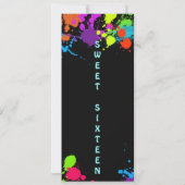 Neon Paint Spritzer, 16 . Geburtstag Einladung (Rückseite)