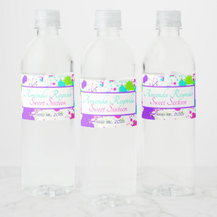 Neon Paint Spritzer 16 . Geburtstag Wasserflaschenetikett