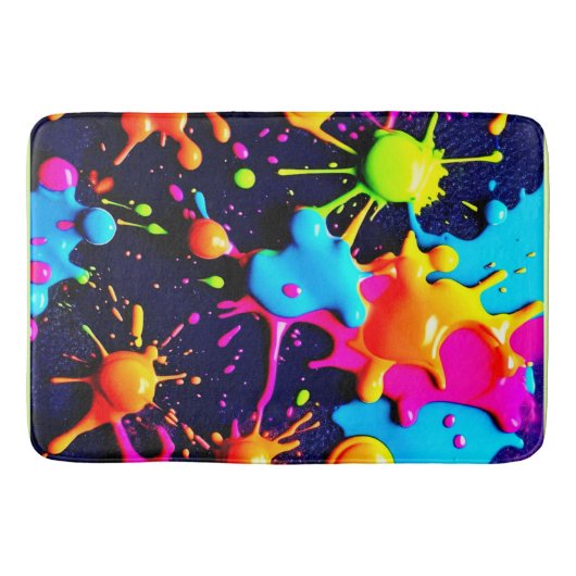 Neon Paint Spritzer Abstrakt Art Badematte (Vorderseite)