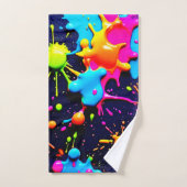 Neon Paint Spritzer Abstrakt Art Badhandtuch Set (Handtuch)
