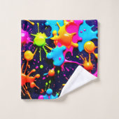 Neon Paint Spritzer Abstrakt Art Badhandtuch Set (Waschlappen)