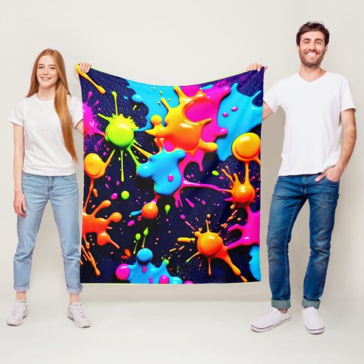 Neon Paint Spritzer Abstrakt Art Fleecedecke (Beispiel)