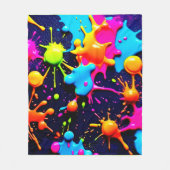 Neon Paint Spritzer Abstrakt Art Fleecedecke (Vorderseite)